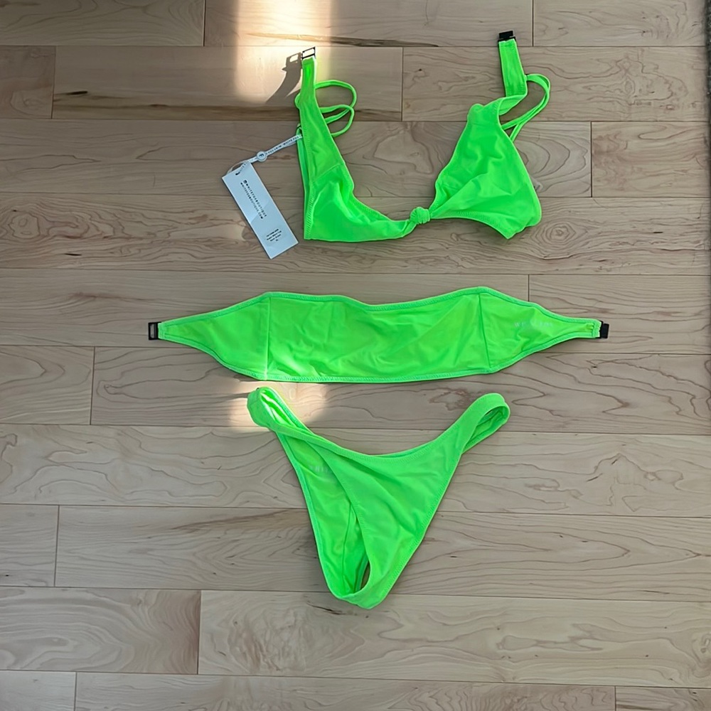 Women’s lime green white fox bikini set